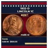 1932-d Lincoln Cent 1c Grades ms66 rd