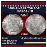 1880-p Morgan Dollar Near Top Pop! $1 ms66+ SEGS