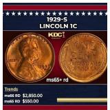 1929-s Lincoln Cent 1c ms65+ rd SEGS
