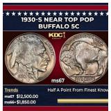 1930-s Buffalo Nickel Near Top Pop 5c ms67 SEGS