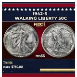 1942-s Walking Liberty Half Dollar 50c Grades ms66