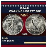 1934-p Walking Liberty Half Dollar 50c Grades ms66