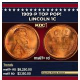 1909-p Lincoln Cent TOP POP! 1c ms67+ rd SEGS