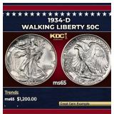 1934-d Walking Liberty Half Dollar 50c ms65 SEGS