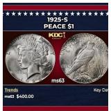 1925-s Peace Dollar $1 Grades ms63