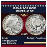 1929-p Buffalo Nickel TOP POP! 5c ms67+ SEGS