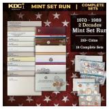 1970-1989 2 Decades Mint Set Run - 218 Coins, 18 C