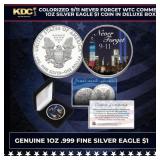 Colorized 9/11 Never Forget WTC Commem 1oz Silver