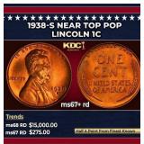 1938-s Lincoln Cent Near Top Pop 1c ms67+ rd SEGS