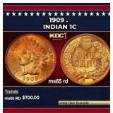1909 Indian Cent . 1c Grades ms65 rd