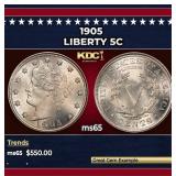 1905 Liberty Nickel 5c Grades ms65