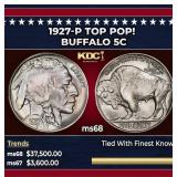 1927-p Buffalo Nickel TOP POP! 5c ms68 SEGS