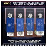 1971-1974 Full US Mint Silver Proof "Blue Ikes" an