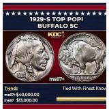 1929-s Buffalo Nickel TOP POP! 5c ms67+ SEGS