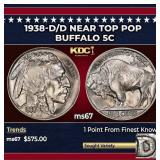 1938-d/d Buffalo Nickel Near Top Pop 5c ms67 SEGS