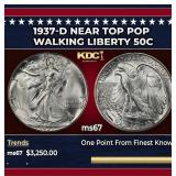 1937-d Walking Liberty Half Dollar Near Top Pop 50