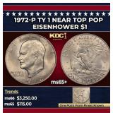 1972-p Ty 1 Eisenhower Dollar Near Top Pop $1 ms65