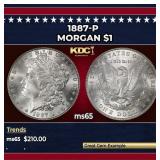 1887-p Morgan Dollar $1 Grades ms65