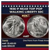 1936-p Walking Liberty Half Dollar Near Top Pop 50