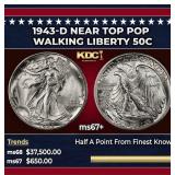1943-d Walking Liberty Half Dollar Near Top Pop 50