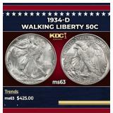 1934-d Walking Liberty Half Dollar 50c Grades ms63
