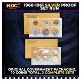 1960 & 1961 Silver Proof Sets 10 Coins In Original