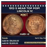 1912-s Lincoln Cent Near Top Pop! 1c ms65+ rd SEGS