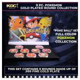 9 Coin Pokemon Gold Plated Round Collection