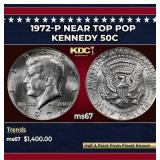 1972-p Kennedy Half Dollar Near Top Pop 50c ms67 S