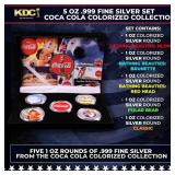 5 OZ .999 Fine Silver Set Coca Cola Colorized Coll