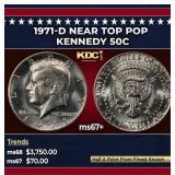 1971-d Kennedy Half Dollar Near Top Pop 50c ms67+
