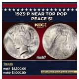 1923-p Peace Dollar Near Top Pop $1 ms67 SEGS