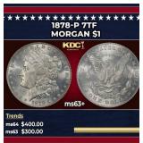 1878-p 7tf Morgan Dollar $1 Grades Select+ Unc