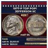 1977-p Jefferson Nickel TOP POP! 5c ms67 5fs SEGS