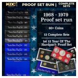 1968-1979 Proof Set Run 67 Coins 12 Complete Sets