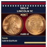 1913-p Lincoln Cent 1c ms66 rd SEGS