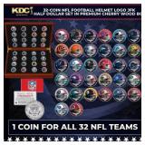 32-Coin NFL Football Helmet Logo JFK Half Dollar S