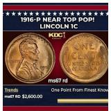 1916-p Lincoln Cent Near Top Pop! 1c ms67 rd SEGS
