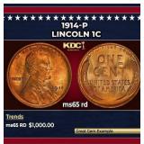1914-p Lincoln Cent 1c ms65 rd SEGS