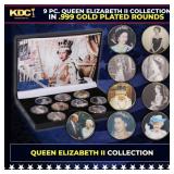 9 Coin Queen Elizabeth II Gold Plated Round Collec