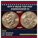 1977-p Eisenhower Dollar Near Top Pop $1 ms67+ SEG