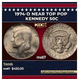 1974-d Kennedy Half Dollar Near Top Pop 50c ms67 S