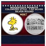 Woodstock Peanuts Colorized Style - 1 oz Silver Ro