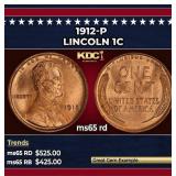1912-p Lincoln Cent 1c Grades ms65 rd