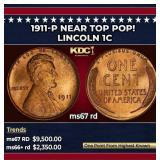 1911-p Lincoln Cent Near Top Pop! 1c ms67 rd SEGS
