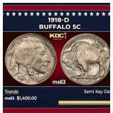 1918-d Buffalo Nickel 5c ms63 USCG