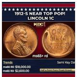 1912-s Lincoln Cent Near Top Pop! 1c ms65+ rd SEGS