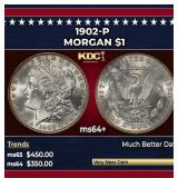 1902-p Morgan Dollar $1 Grades Choice+ Unc