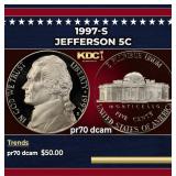 1997-s Proof Jefferson Nickel 5c pr70 dcam SEGS