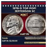 1978-d Jefferson Nickel TOP POP! 5c ms67 5fs SEGS